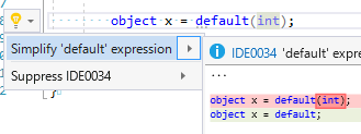IDE0034 Code Fix (変な挙動してる)